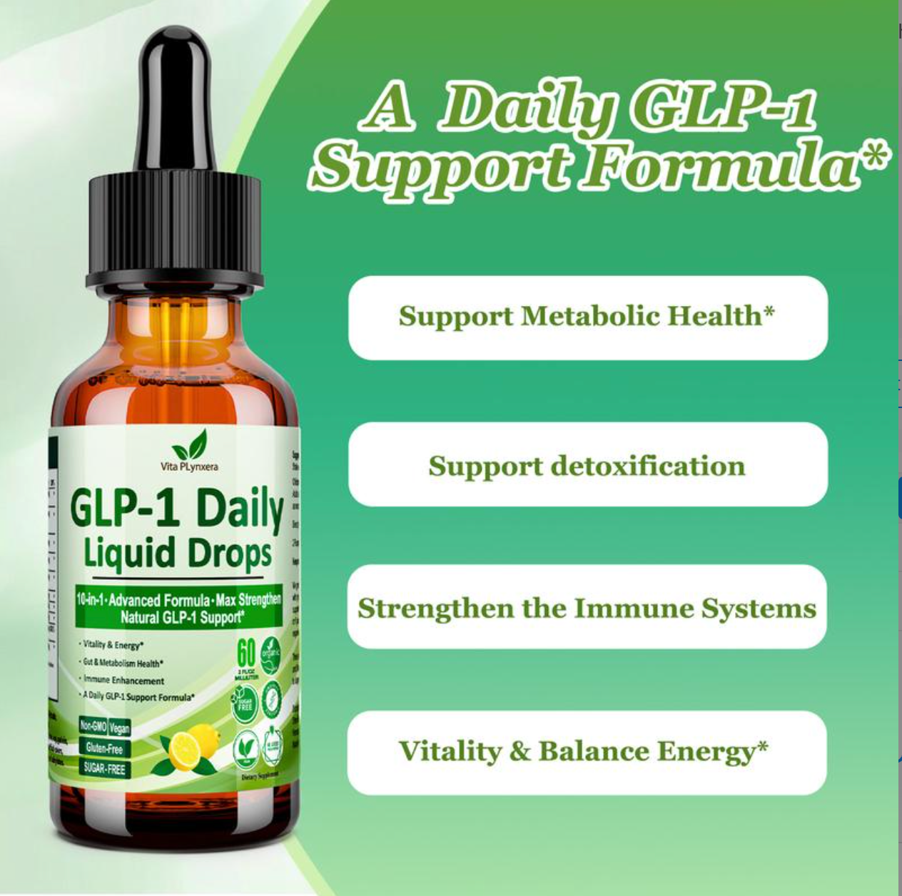 “GLP-1 Daily Liquid Drops – Advanced Natural Formula for Energy, Metabolism & Immune Support”